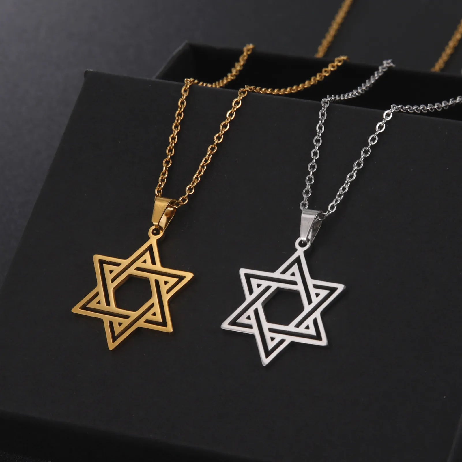 Jewish Bible Stainless Steel Hexagram Chain Necklace