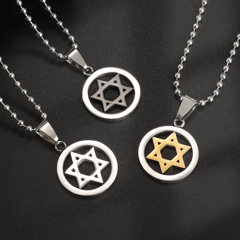Jewish Star Of David Pendant Hexagonal Star Necklace
