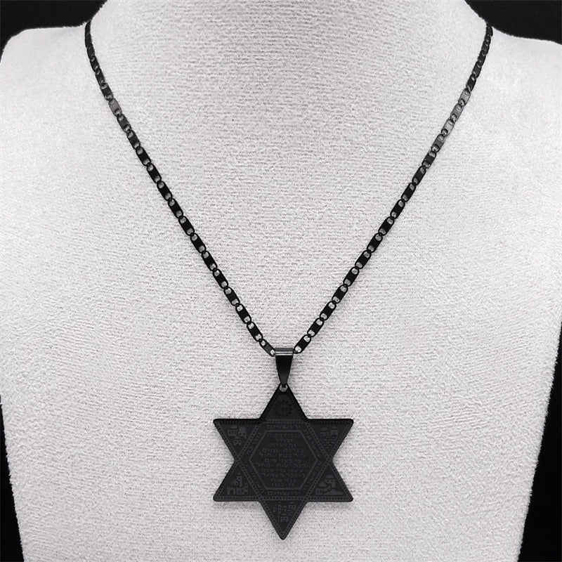 Star Of David Hexagram Jerusalem Chai Protection Necklace