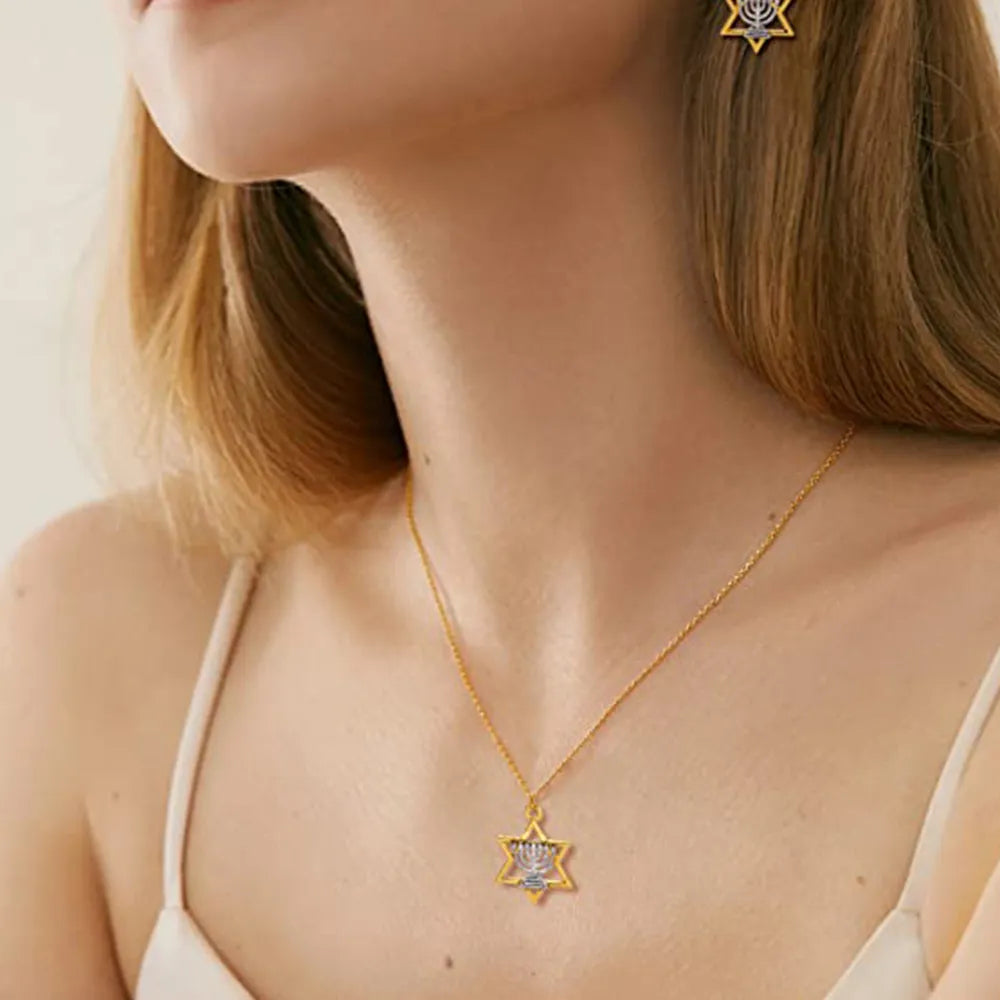 Candles Faith Lamp Hanukkah Pendant Necklace