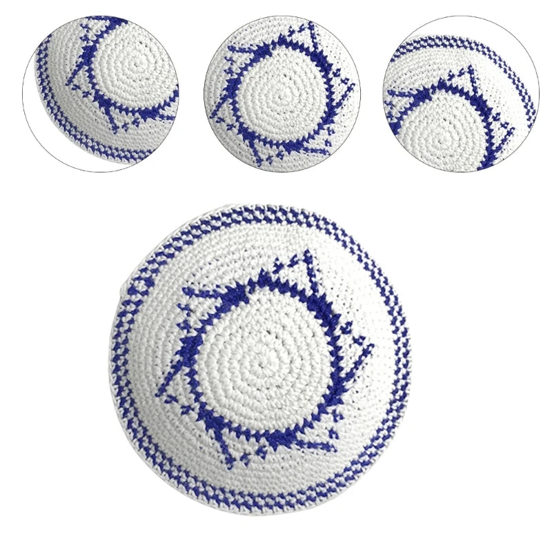 Embroidery White Yarmulke Jewish Kippah Hat