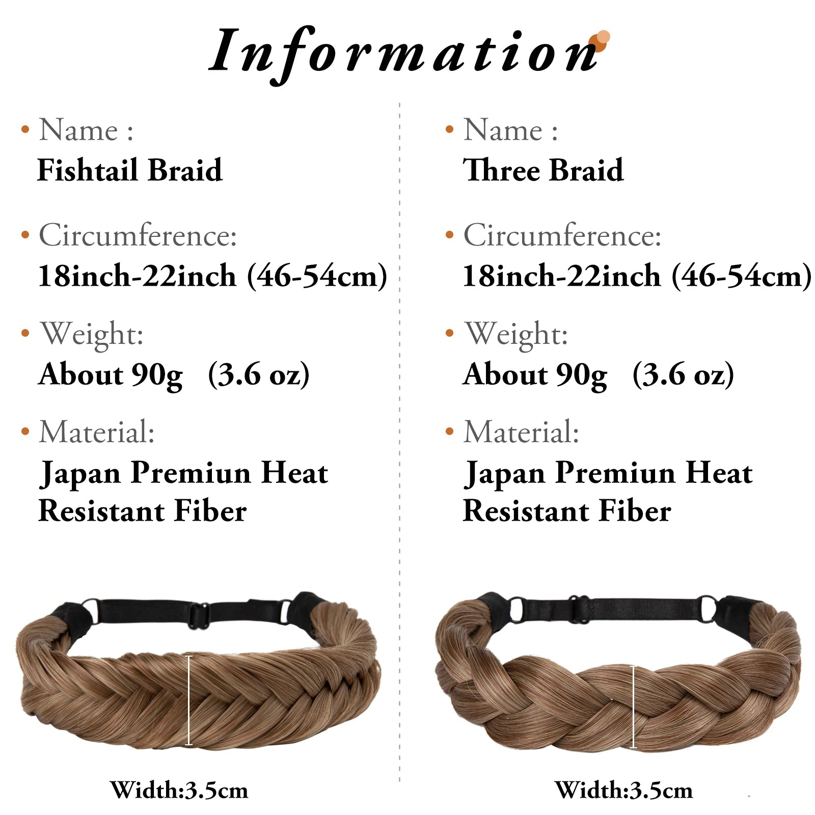 Synthetic Headband Braids Hair With Adjustable Belt
