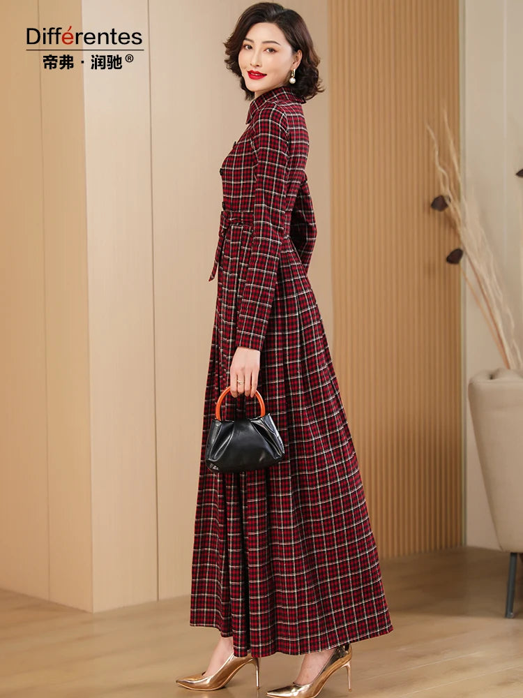 Double Breasted Plaid Dress