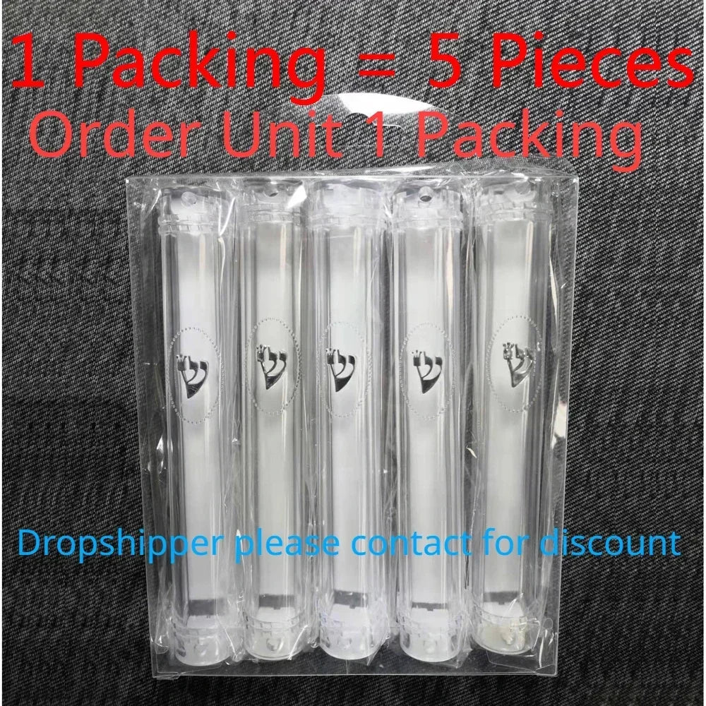 5 Pcs Pack Plastic Light Color Mezuzahs