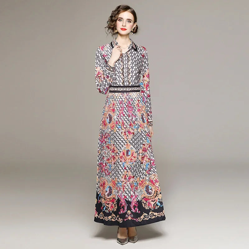 Vintage Floral Print Collar Dress