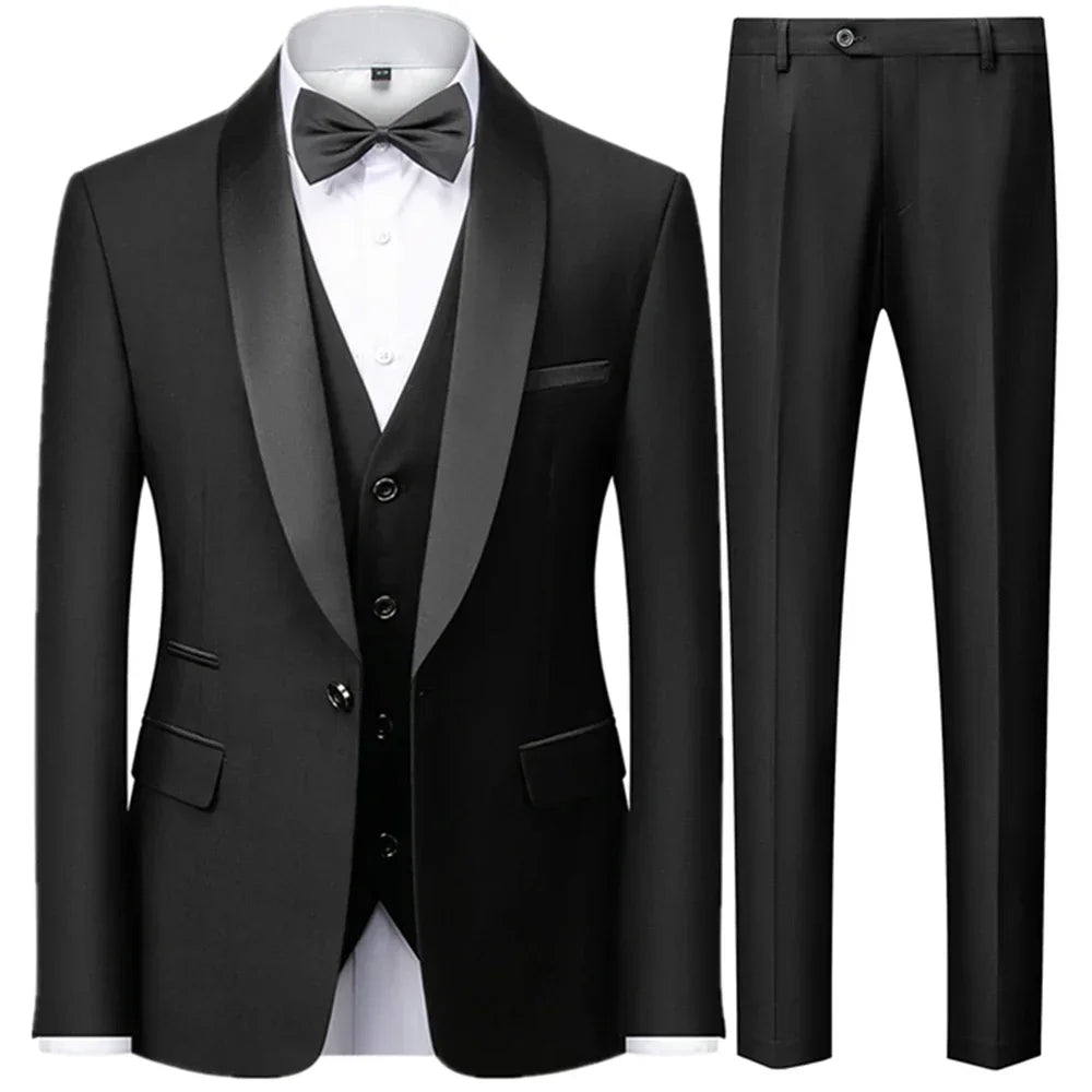 Casual Wedding Blazers Coat Vest Pants 3 Pieces Set