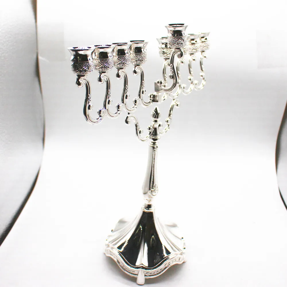 Silver Color Jewish Menorah Candle Holder