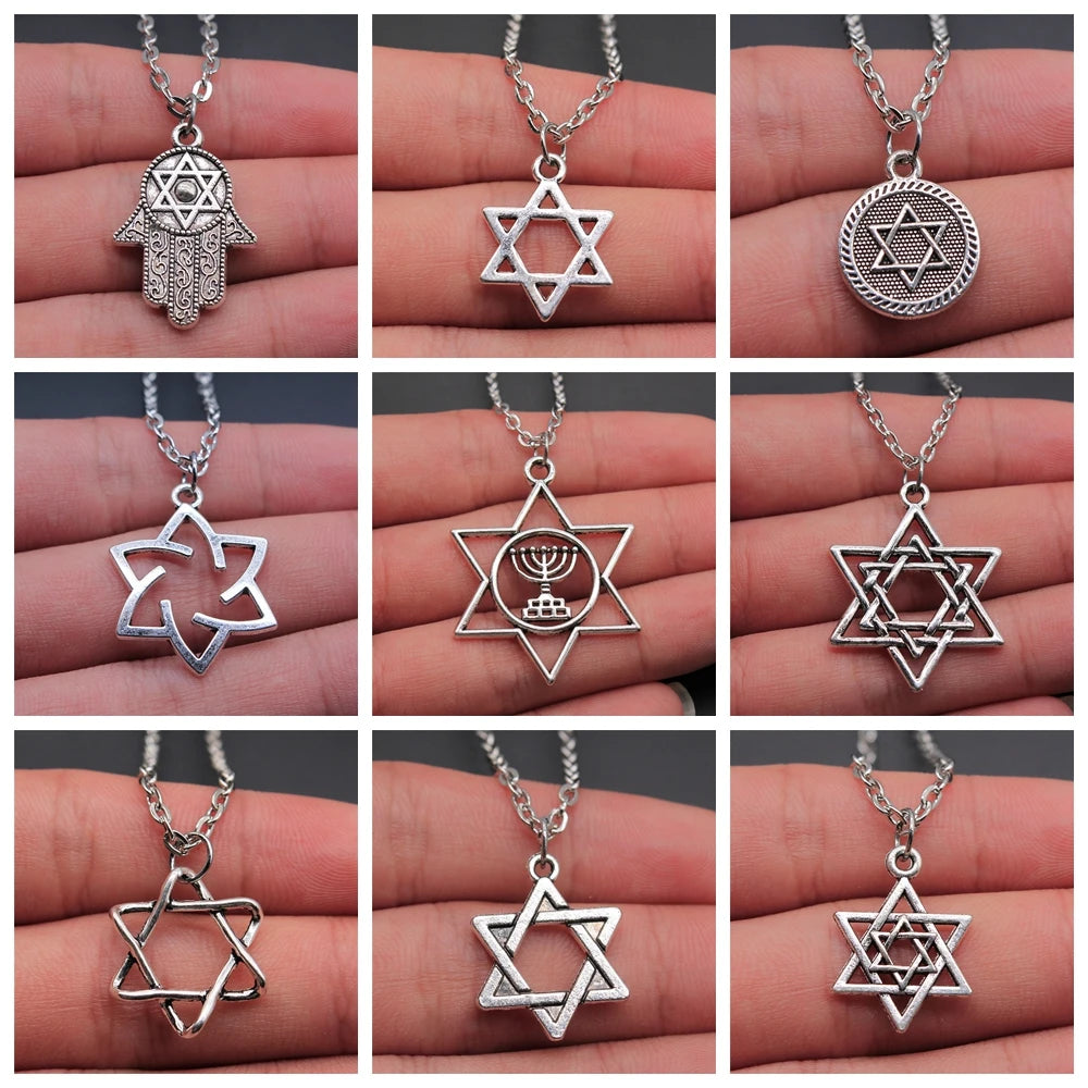 Star Of David Pendant Chain Necklaces