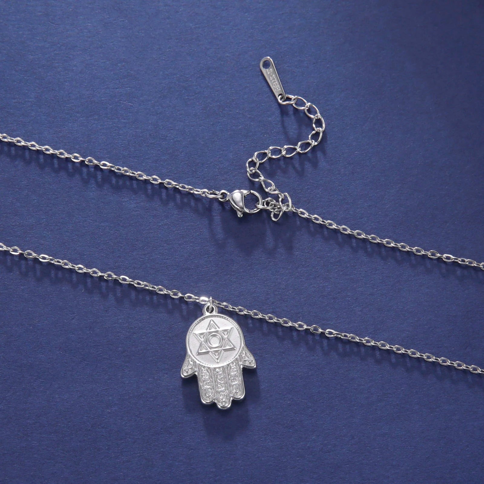 Hamsa Hand Star Of David Pendant Necklace