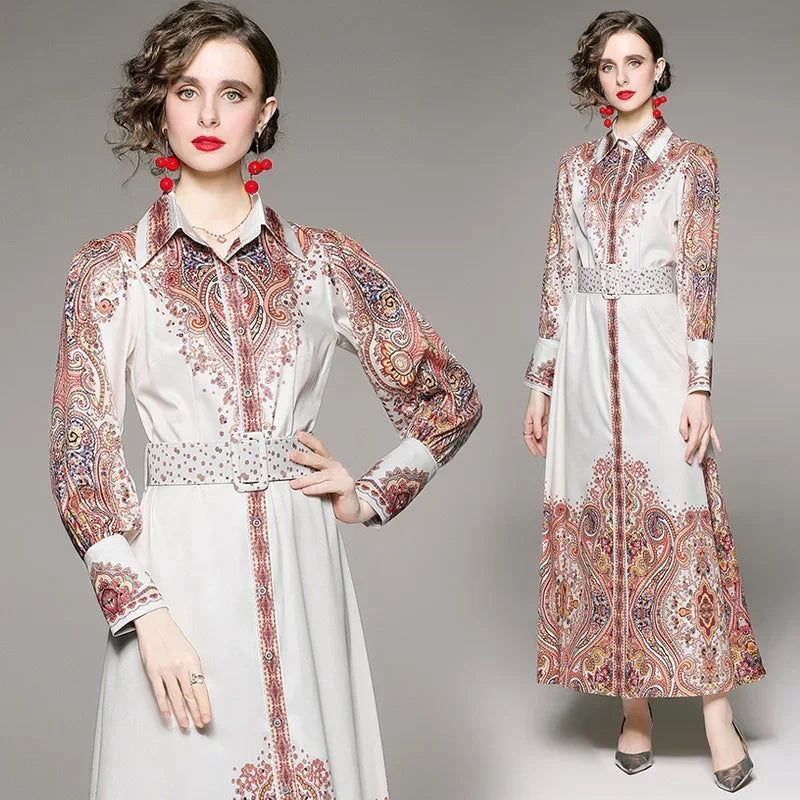 Vintage Floral Print Collar Dress