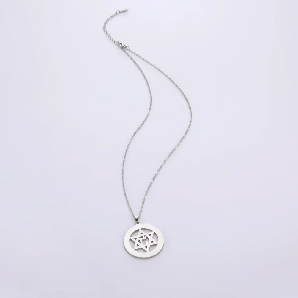 Star Of David Jewish Talisman Rhinestone Pendant Necklace