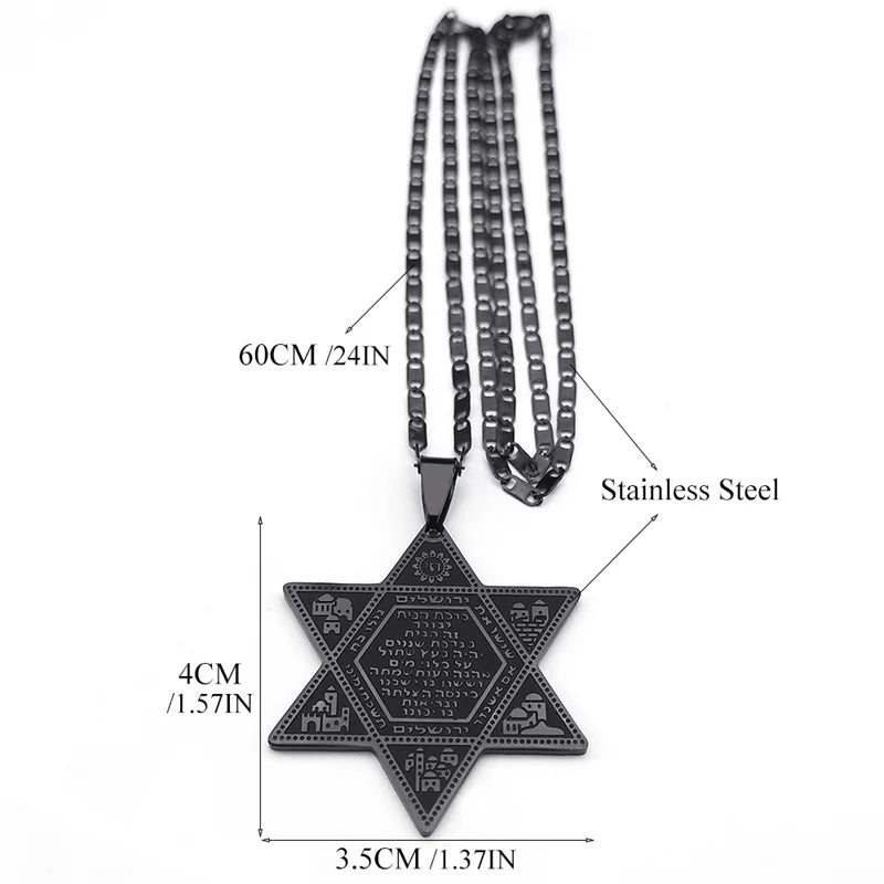 Star Of David Hexagram Jerusalem Chai Protection Necklace