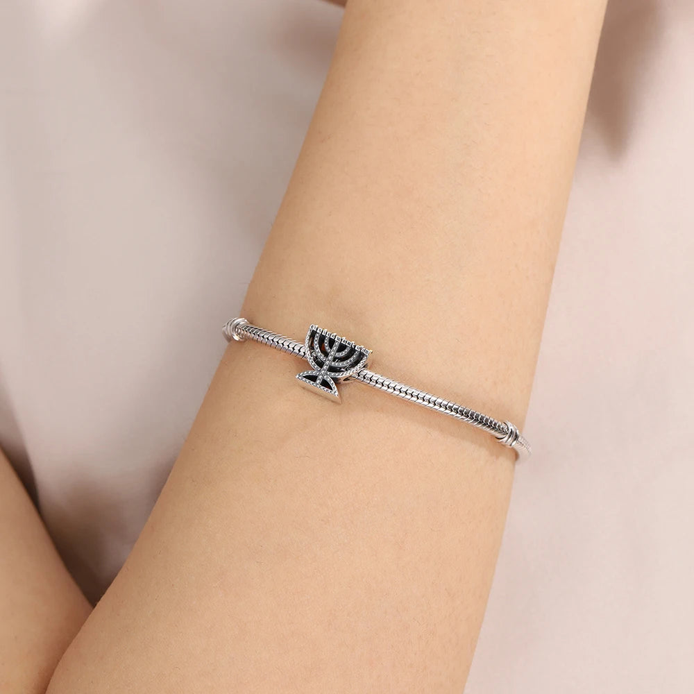 Menorah Judaica Jewish Beads Charms Jewelry