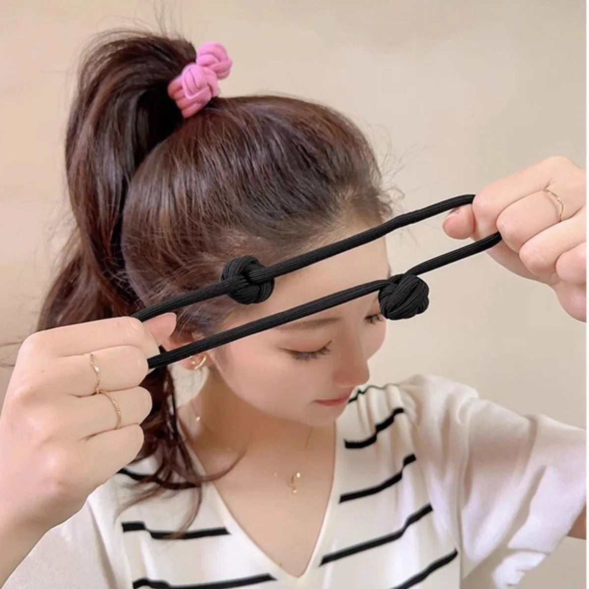 Woman's High Ponytail Rubber Hair Band