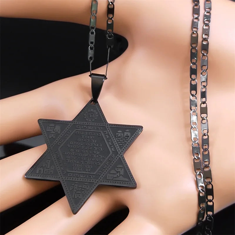 Star Of David Hexagram Jerusalem Chai Protection Necklace