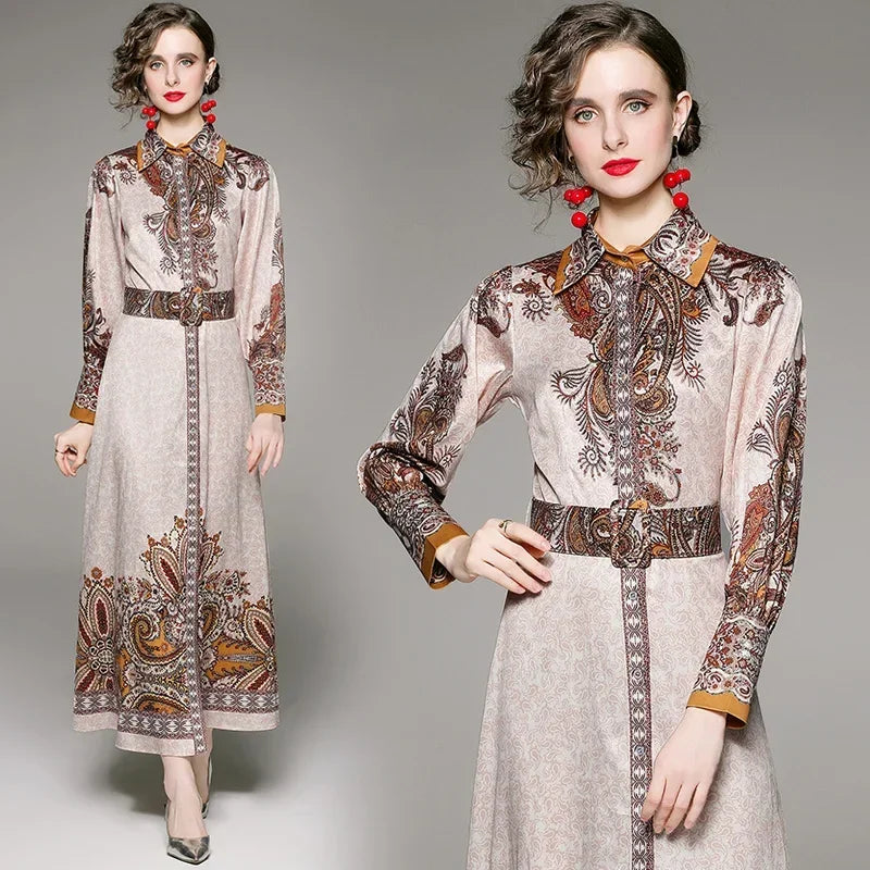 Vintage Floral Print Collar Dress