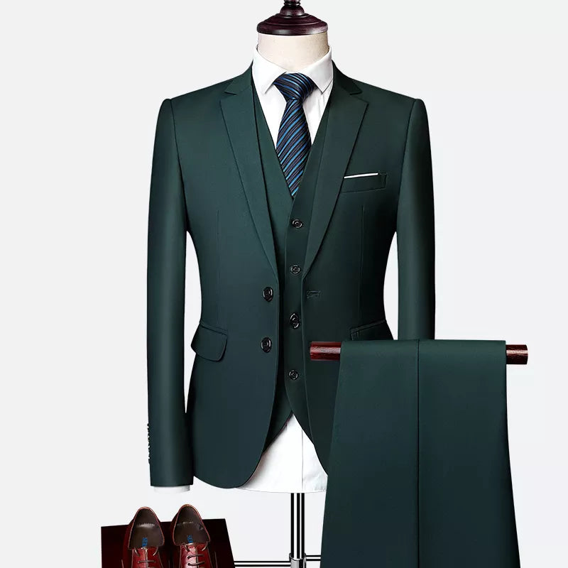 Men's Slim Solid Color Business Office Suit Sets
