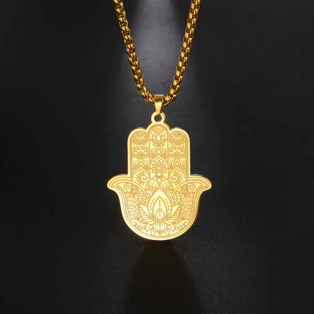 Hamsa Hand Stainless Steel Pendant Necklace
