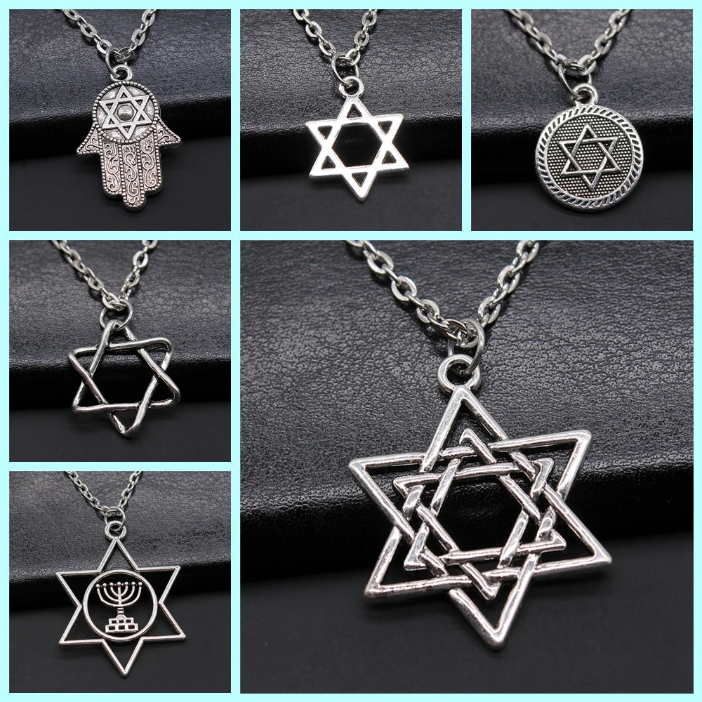 Star Of David Pendant Chain Necklaces