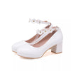 Flower Buckle Thick Heel High Heel