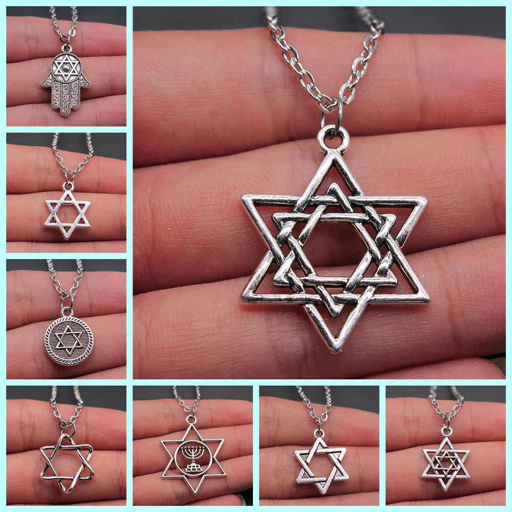 Star Of David Pendant Chain Necklaces