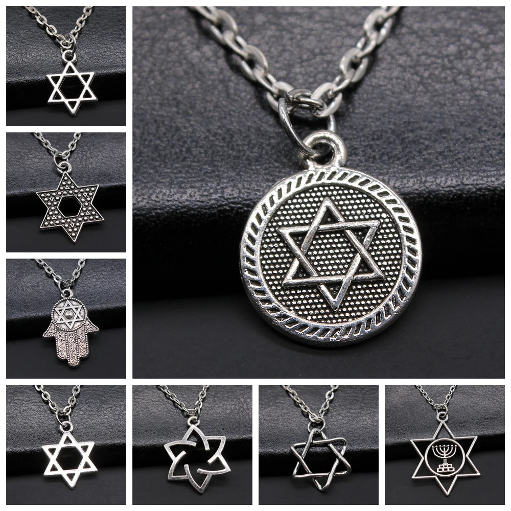 Star Of David Pendant Chain Necklaces