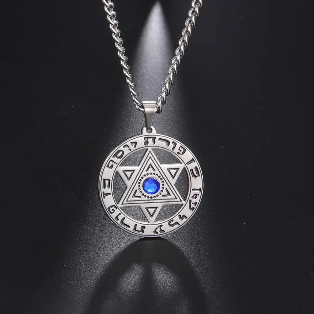 Star Of David Jewish Talisman Rhinestone Pendant Necklace