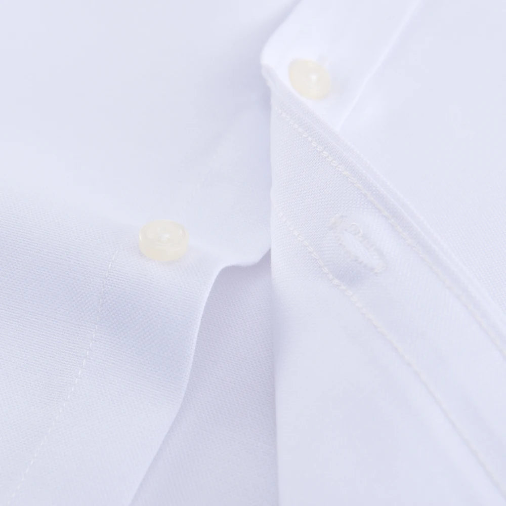 Men's Stylish Cotton Blend Solid Shirt, Formal Breathable Lapel Regular-fit Button Up Long Sleeve Shirt For Business Activities