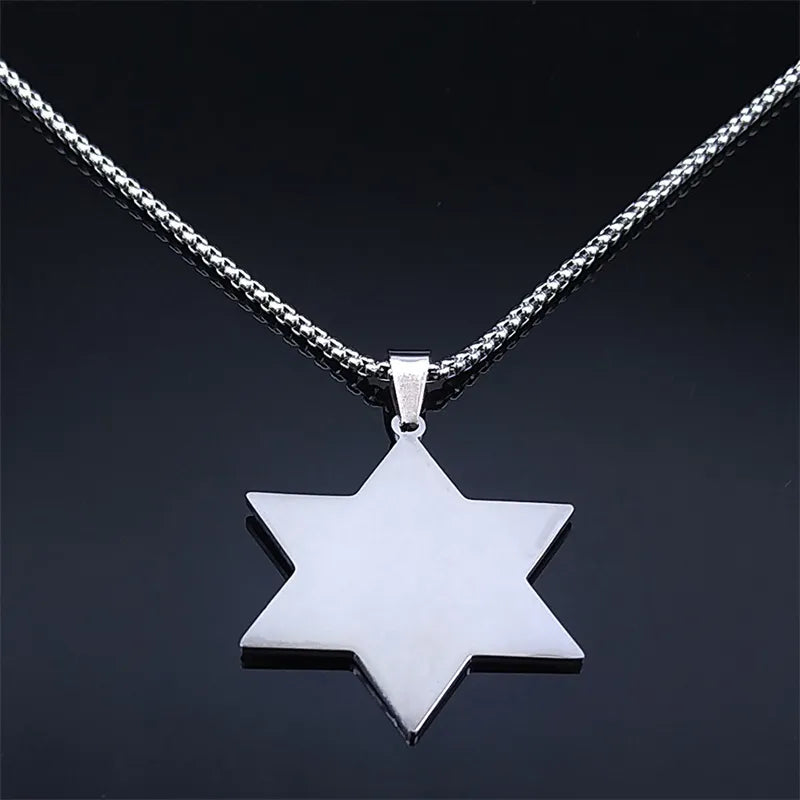 Hexagram Judaica Symbol Blue Color Pendant Necklace