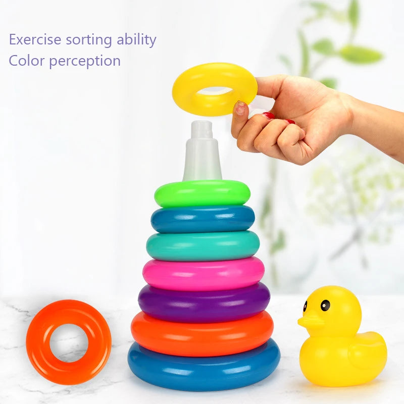 Yellow Duck Stacking Rings Tower Toy