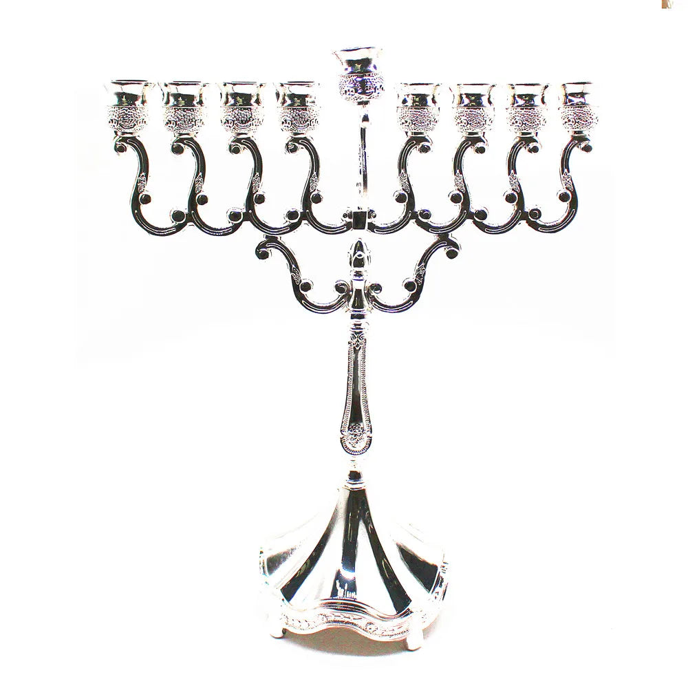Silver Color Jewish Menorah Candle Holder