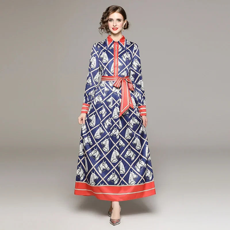 Vintage Floral Print Collar Dress