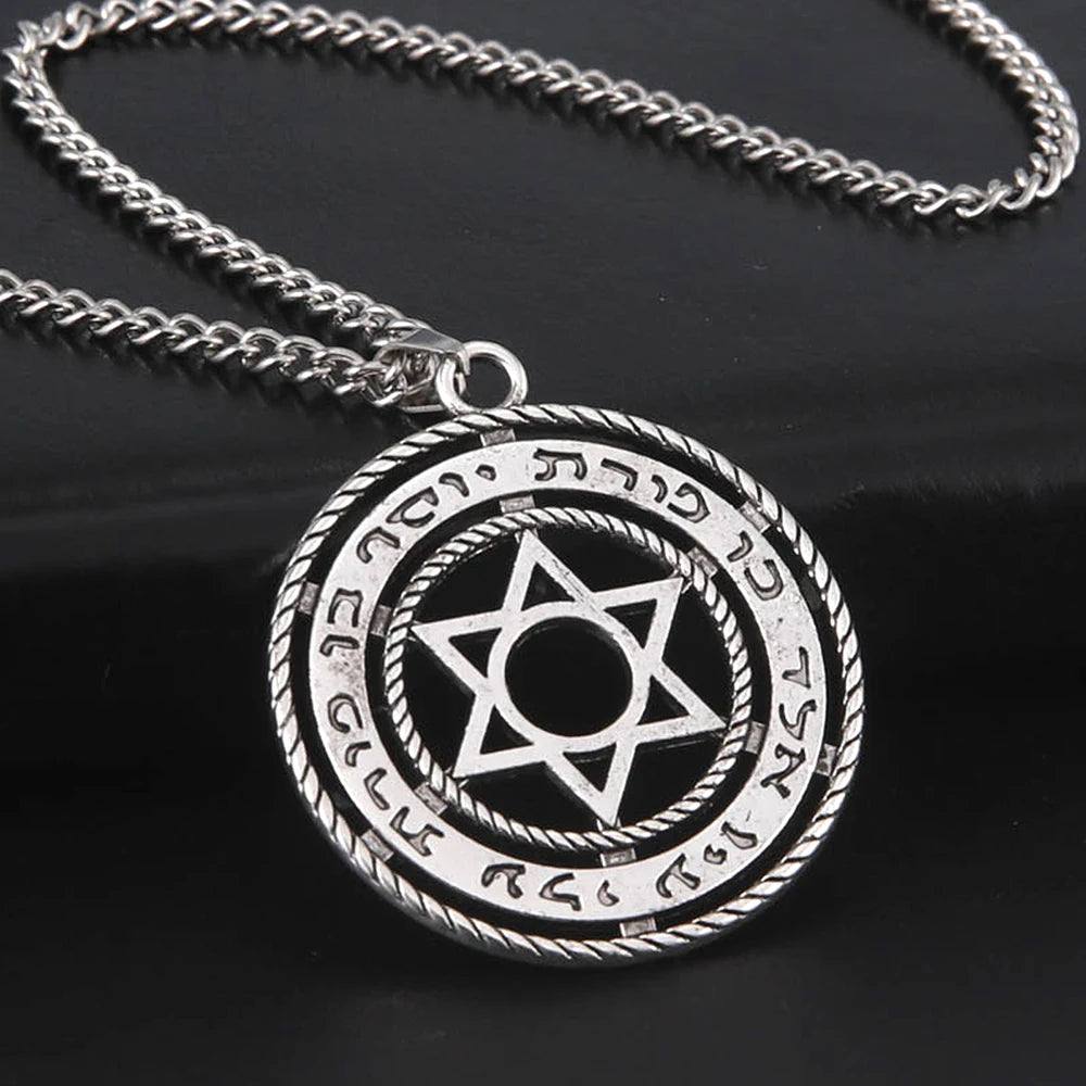 Star of David Inscription Hexagram Pendant Necklace
