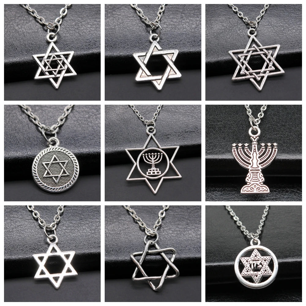 Jewish Menorah Star Of David Hexagram Pendant Necklace