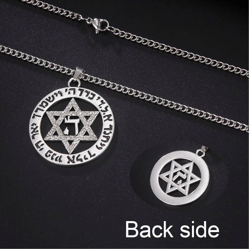 Star of David Inscription Hexagram Pendant Necklace