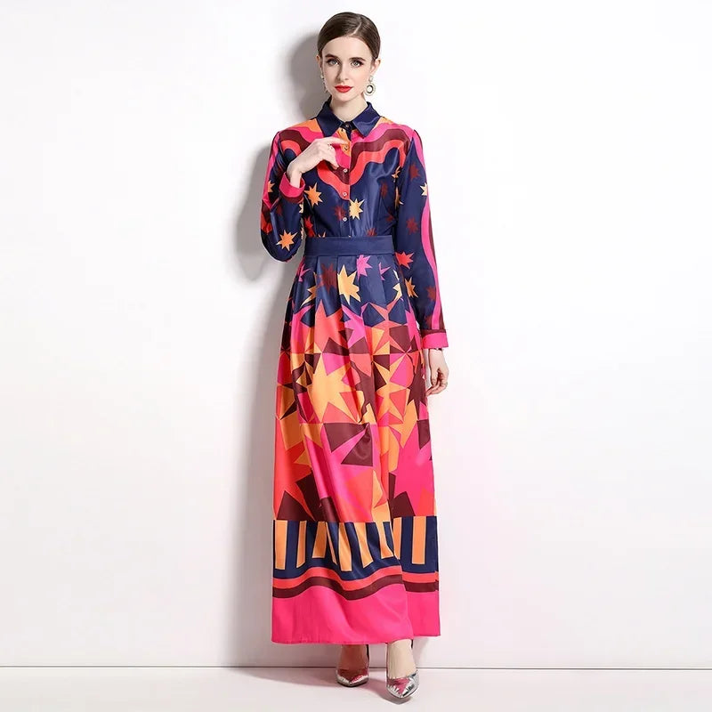 Vintage Floral Print Collar Dress