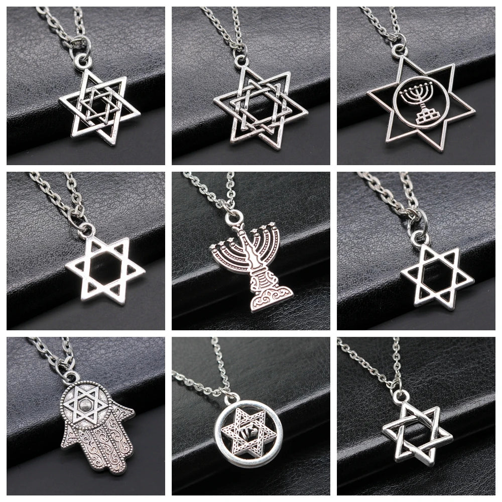 Jewish Menorah Star Of David Hexagram Pendant Necklace