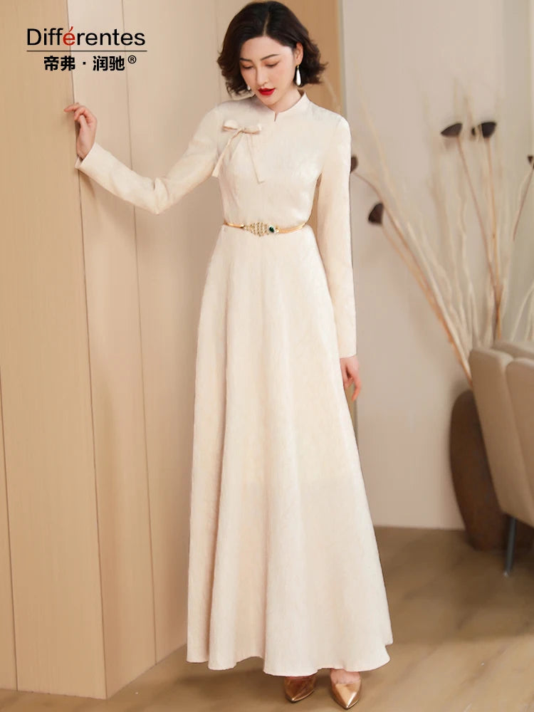 Luxury Jacquard Bowknot Long Dress