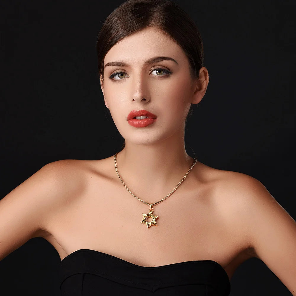 David Star Stainless Steel Jewish Necklace