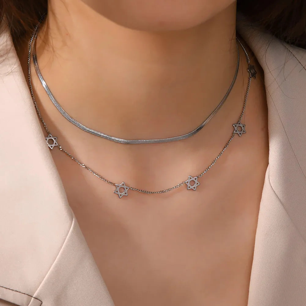 Star Snake Chain Choker Jewish Vintag Necklace