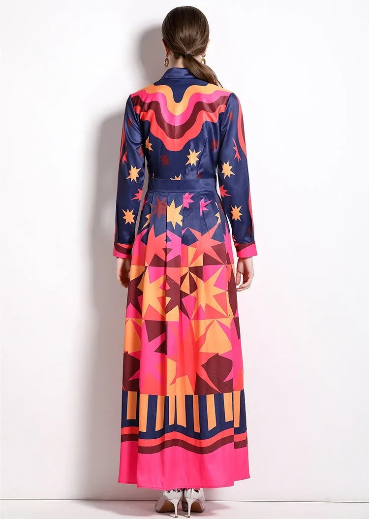 Vintage Floral Print Collar Dress