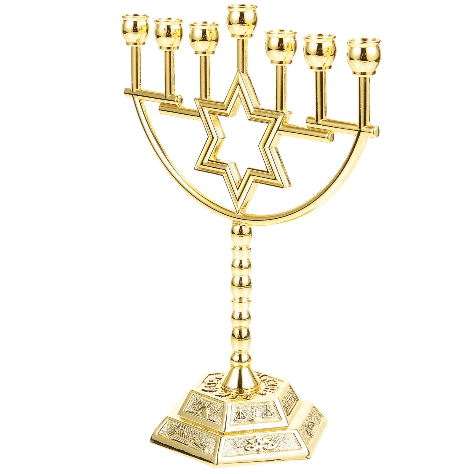 Jewish Gold Menorah Candle Holder