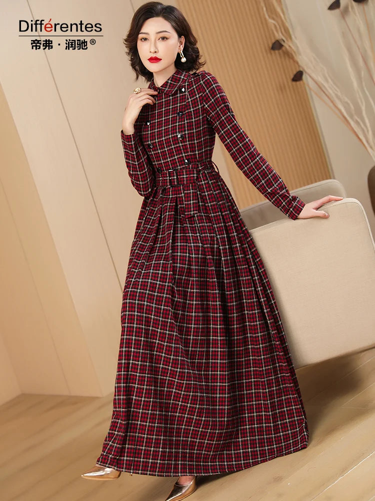 Double Breasted Plaid Dress