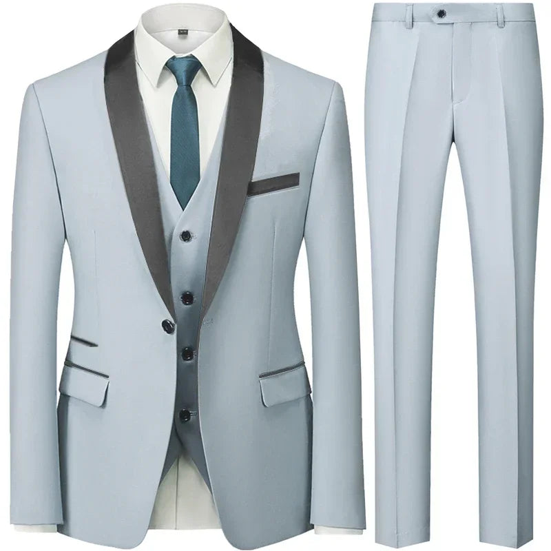 Casual Wedding Blazers Coat Vest Pants 3 Pieces Set