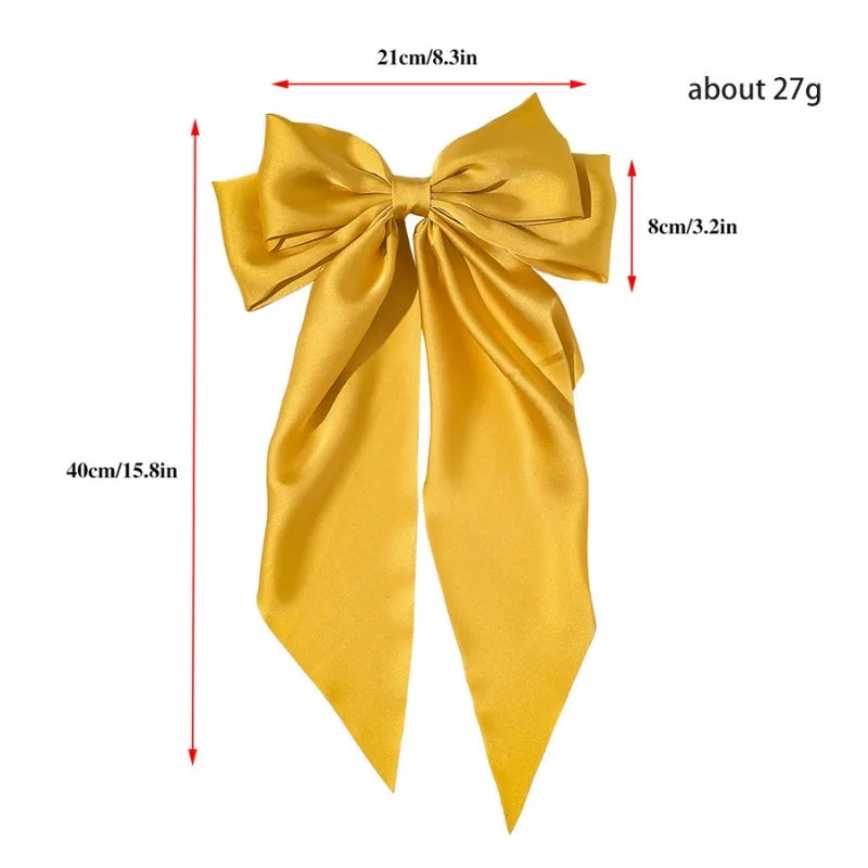11 Solid Color Satin Ribbon Big Bows Hairpin