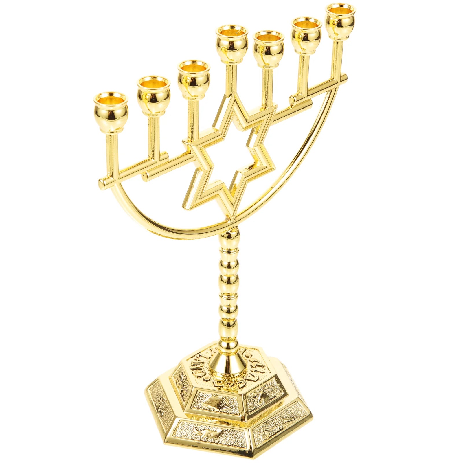 Jewish Gold Menorah Candle Holder