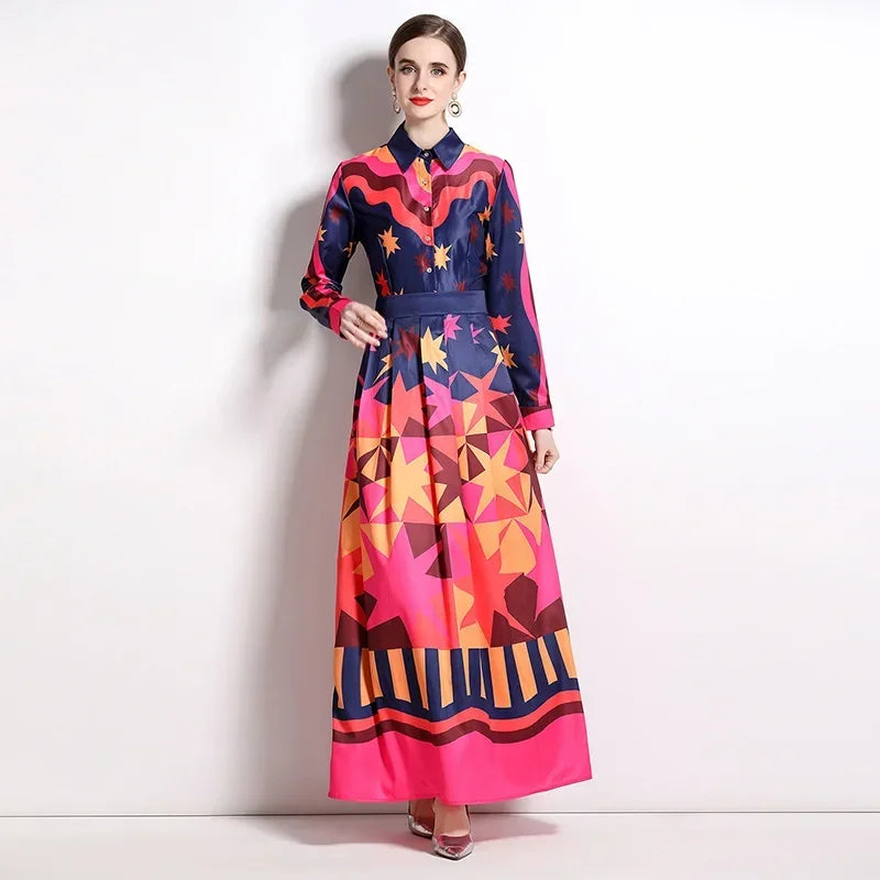 Vintage Floral Print Collar Dress