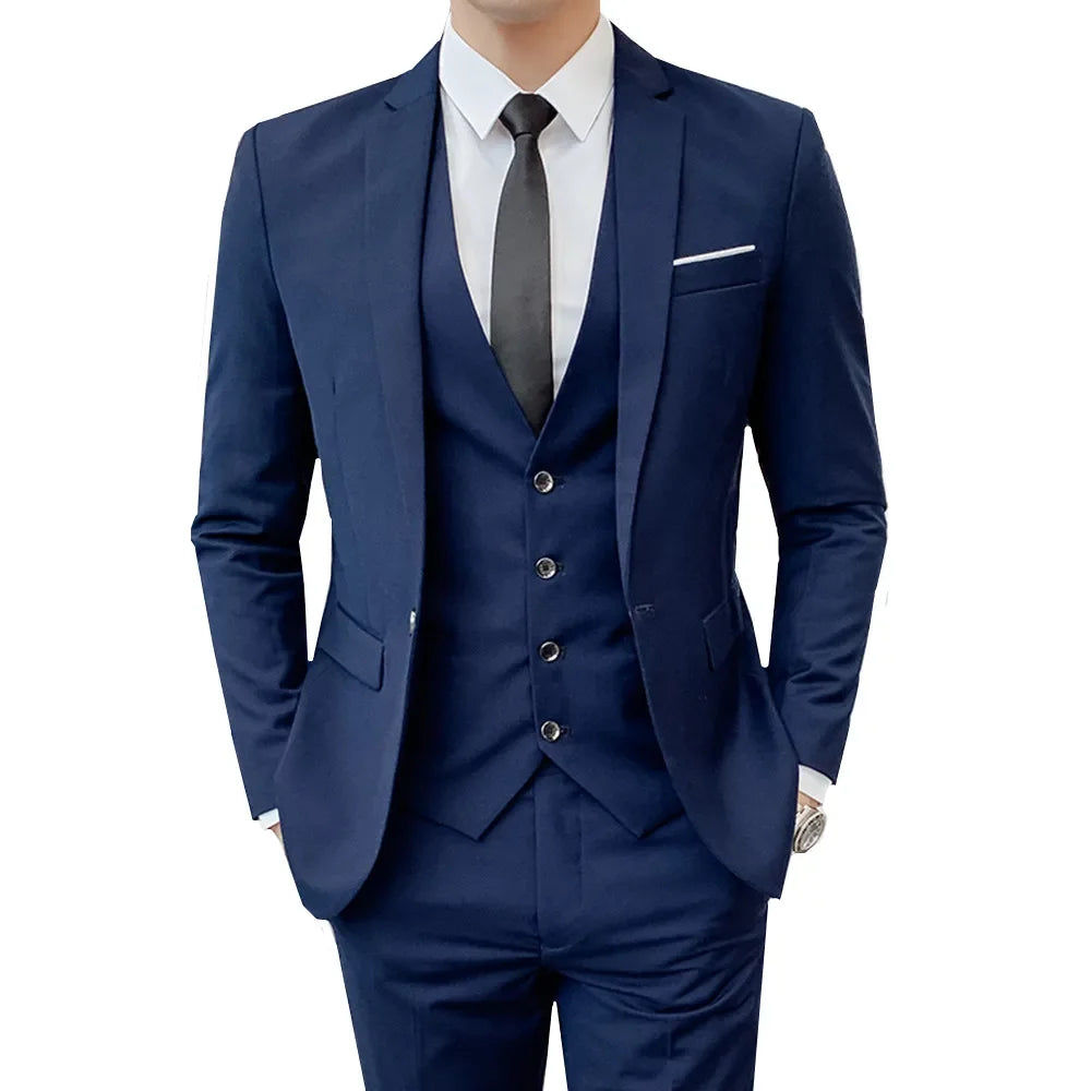 Business Banquet Solid Color Slim Fit Suit