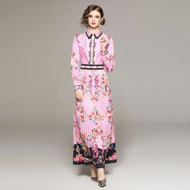 Vintage Floral Print Collar Dress