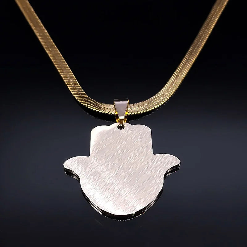 Hamsa Hand Jewish Pomegranate Hebrew Necklace